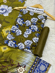 Doria Linen Printed 3pc D-22
