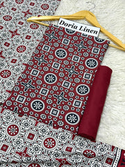 Doria Linen Printed 3pc D-23