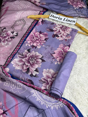 Doria Linen Printed 3pc D-04