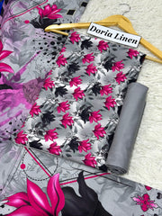 Doria Linen Printed 3pc D-24