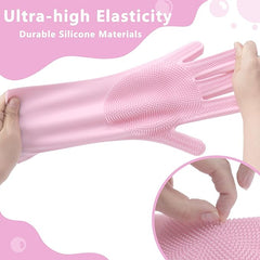 Silicone Dishwashing Cleaning Gloves for Washing Dishes, Kitchen and Bathroom