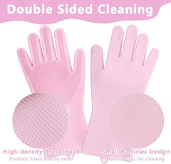 Silicone Dishwashing Cleaning Gloves for Washing Dishes, Kitchen and Bathroom