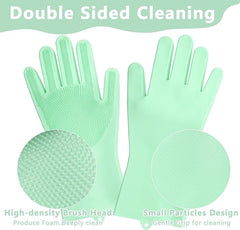 Silicone Dishwashing Cleaning Gloves for Washing Dishes, Kitchen and Bathroom