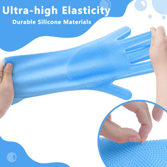 Silicone Dishwashing Cleaning Gloves for Washing Dishes, Kitchen and Bathroom