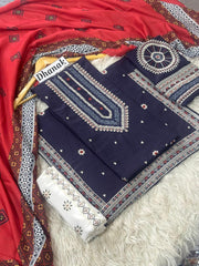 Luxury Dhanak Emb 3Pc