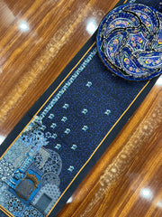 Rustic Blue Burlap Table Runner