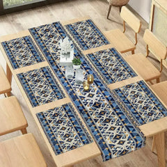 Ceramic Blue Art with Mats Table Runner