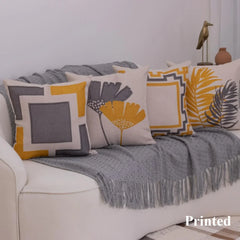 Grey Fern Geometry Cushion Cover Pack of 4