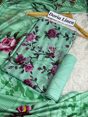Doria Linen Printed 3pc D-05