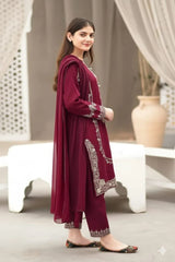 Luxury Lawn Emb 2pc - Mehroon