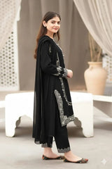 Luxury Lawn Emb 2pc - Black