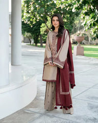 BAROQUE-3PC DHANAK EMBROIDERED