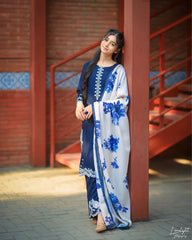 Luxury Dhanak Emb 3Pc