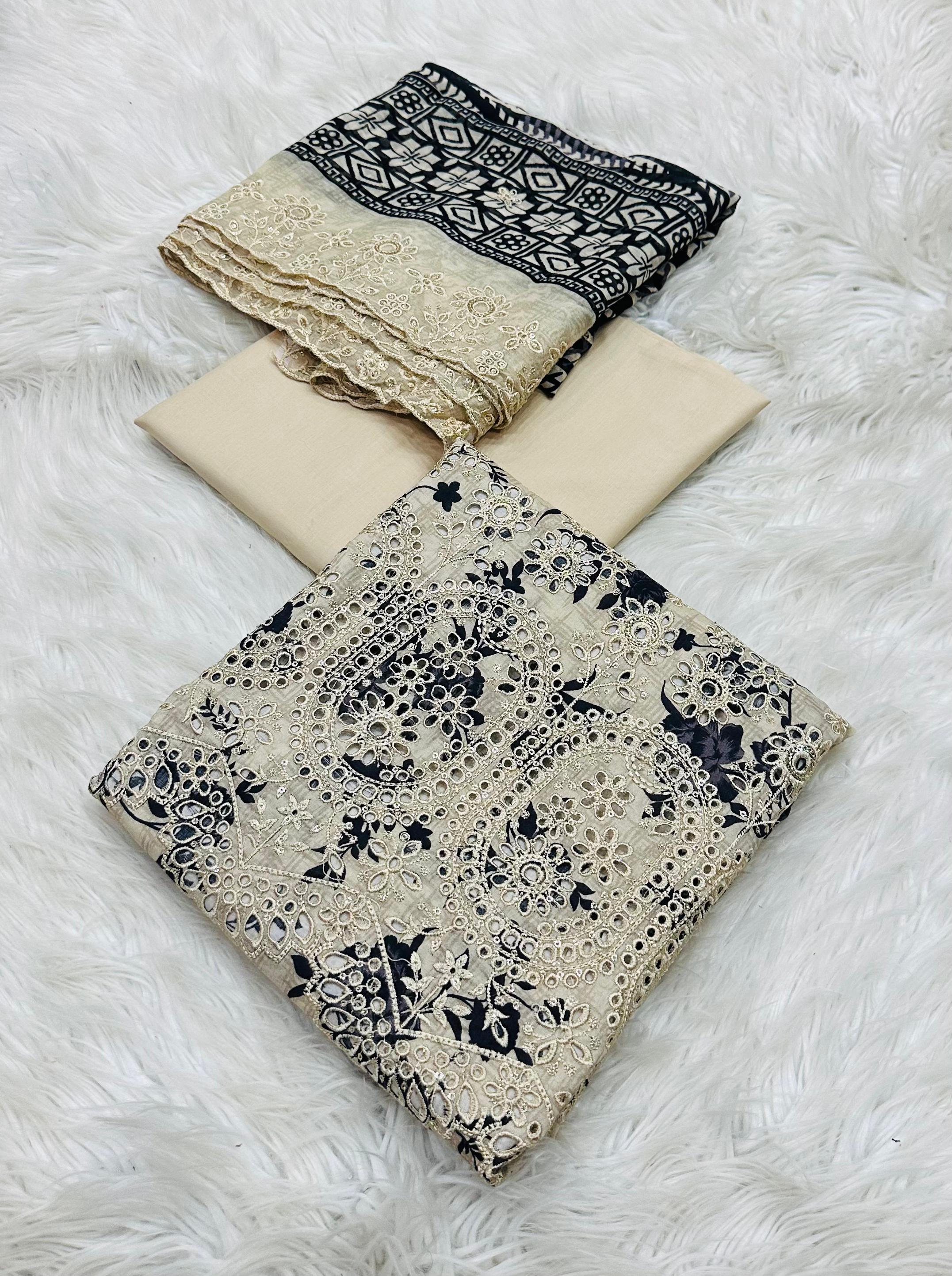 Luxury Emb Lawn 3pc D-03