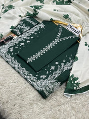 Luxury Dhanak Emb 3Pc