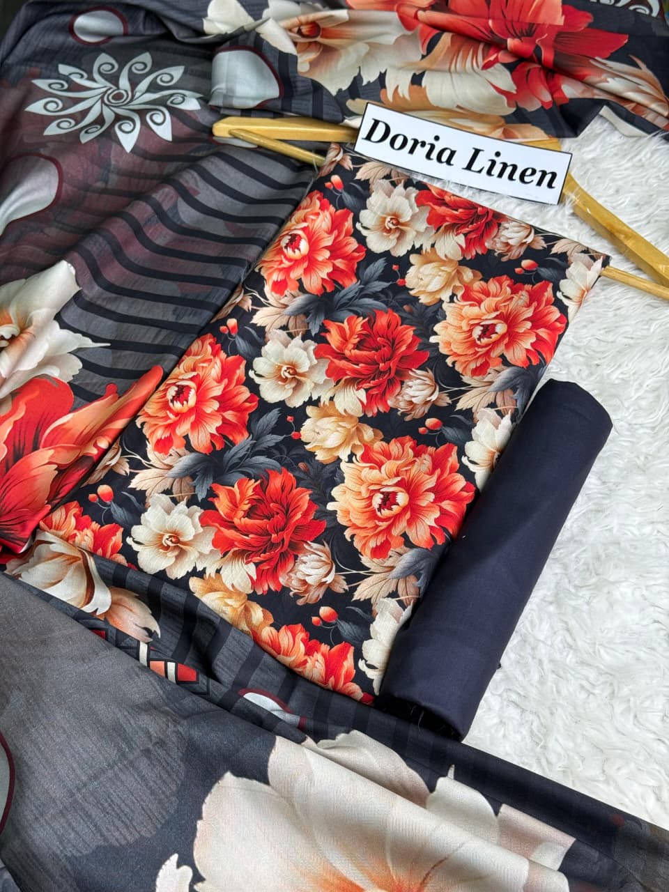 Doria Linen Printed 3pc D-10