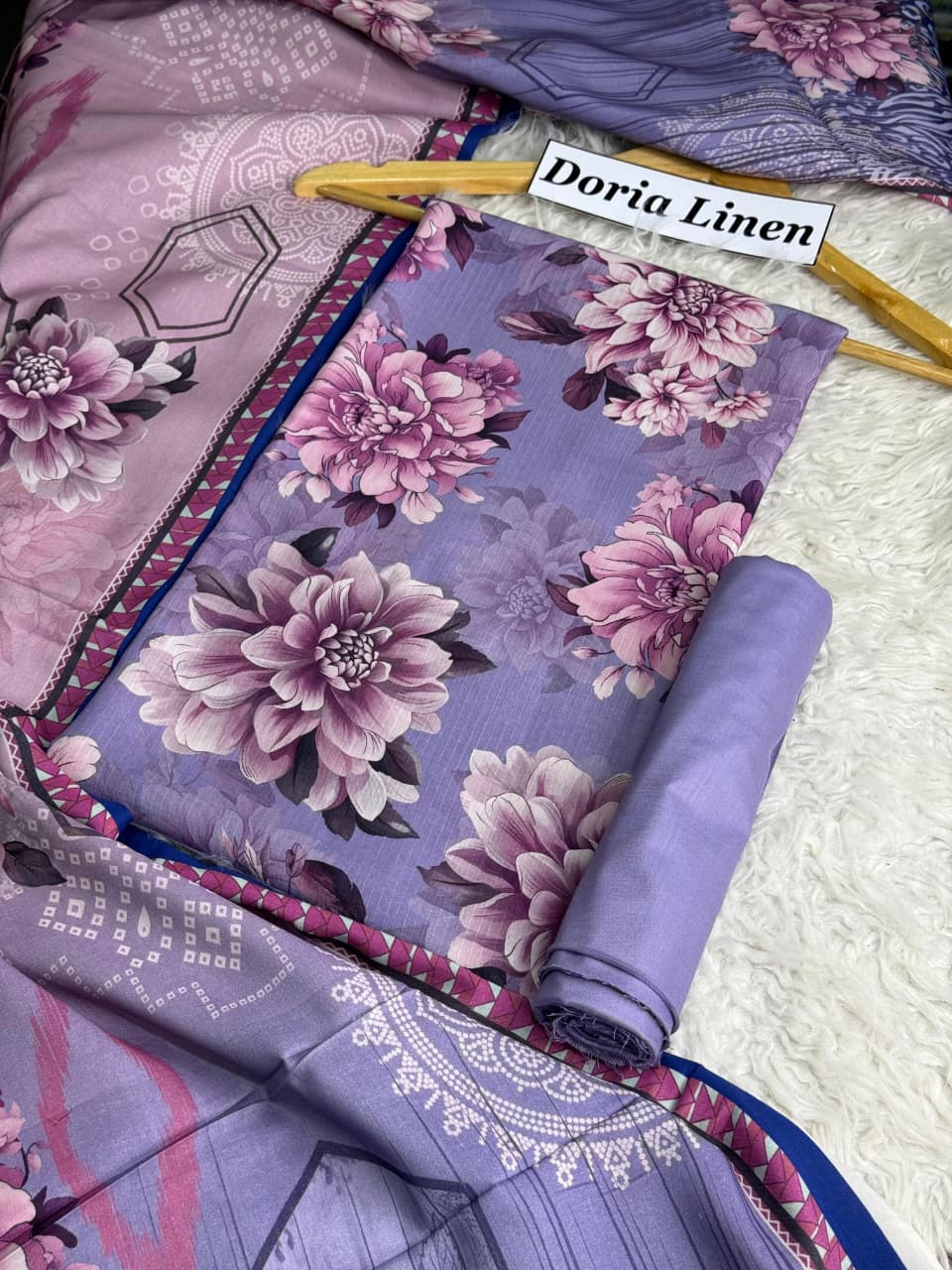 Doria Linen Printed 3pc D-04