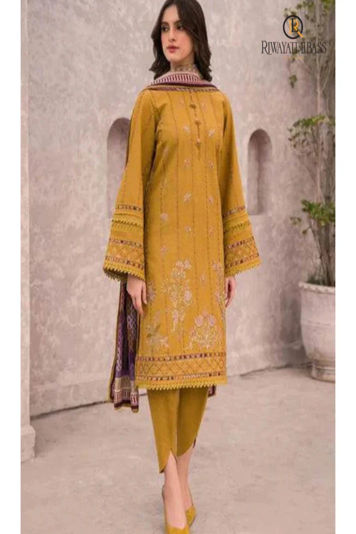 JAZMIN DHANAK UNSTITCHED EMB 3PC