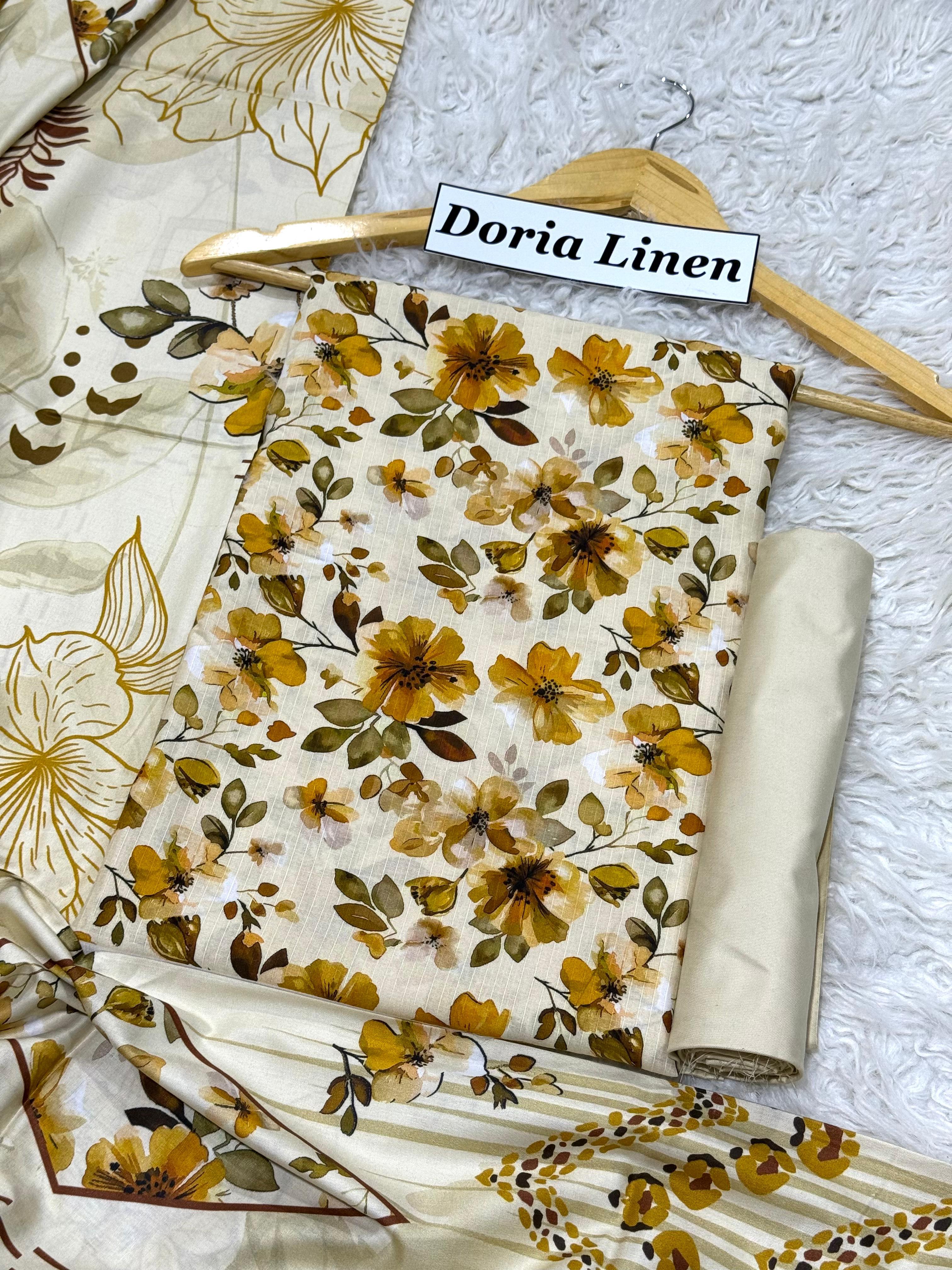 Doria Linen Printed 3pc D-32