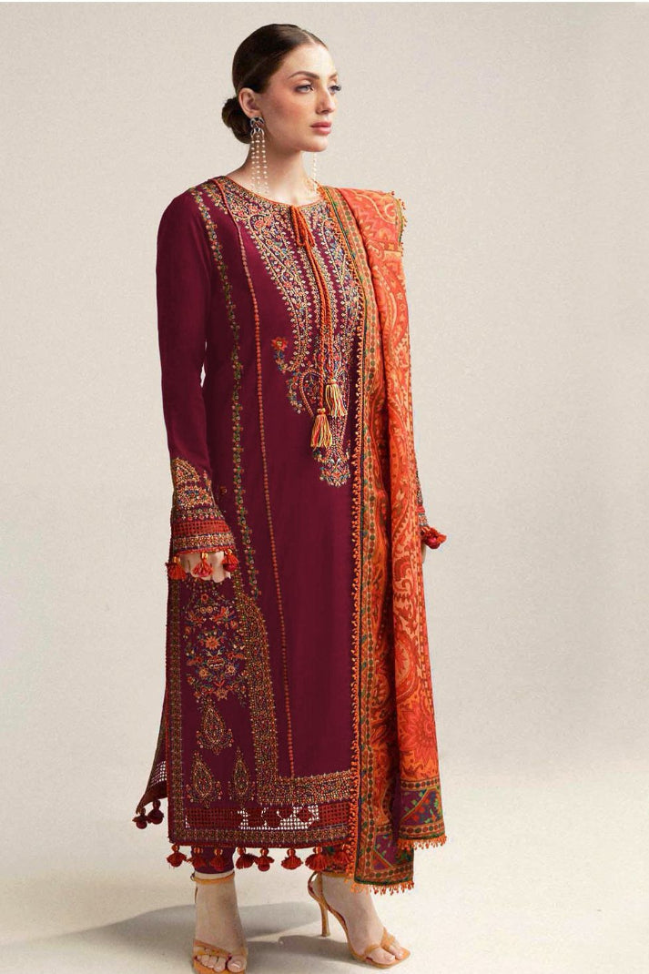 HUSSAIN REHAR DHANAK UNSTITCHED EMB 3PC