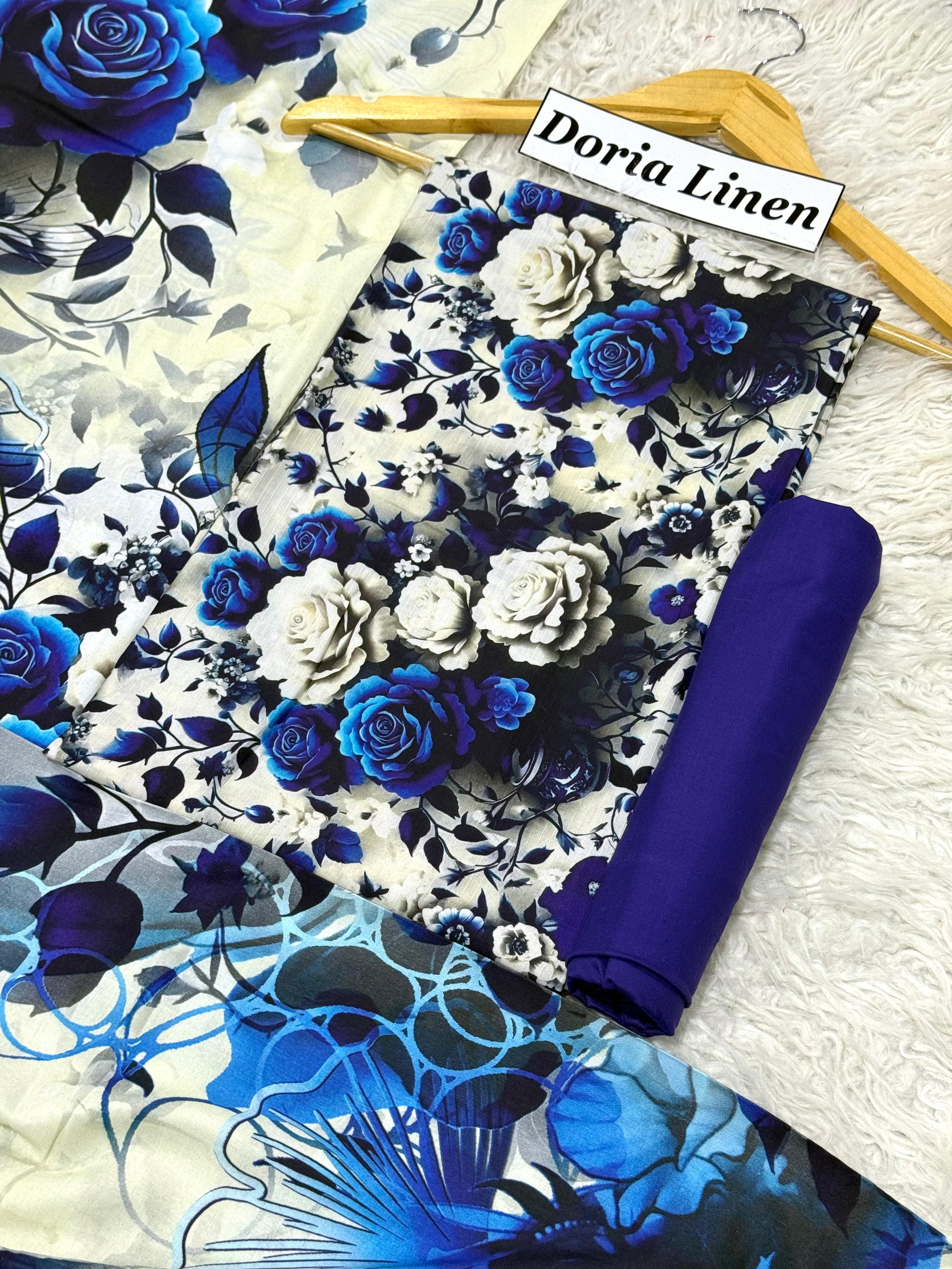 Doria Linen Printed 3pc D-27