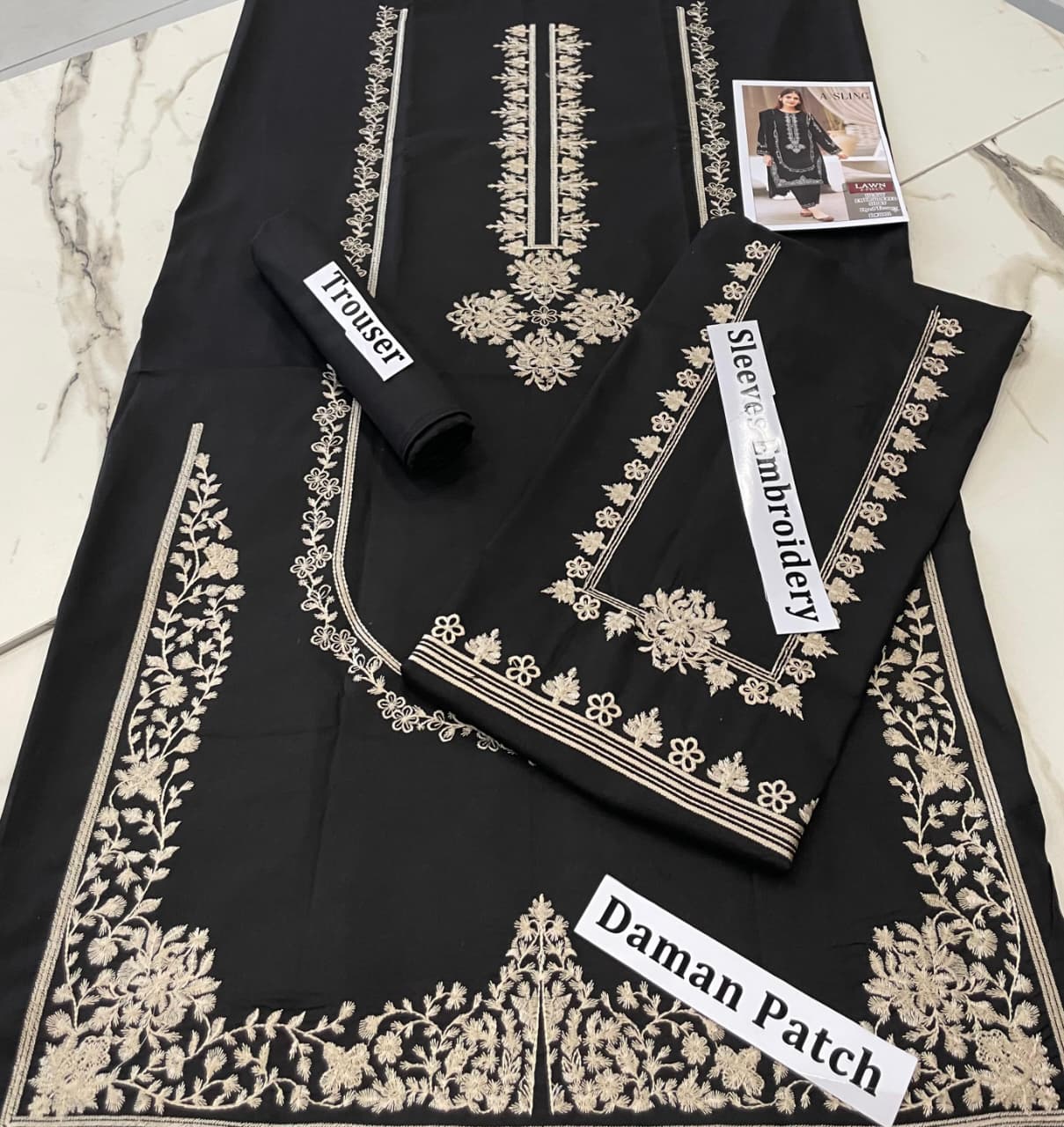 Luxury  Lawn Emb 2pc - Black