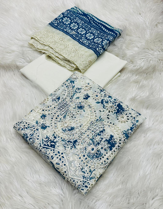 Luxury Emb Lawn 3pc D-10
