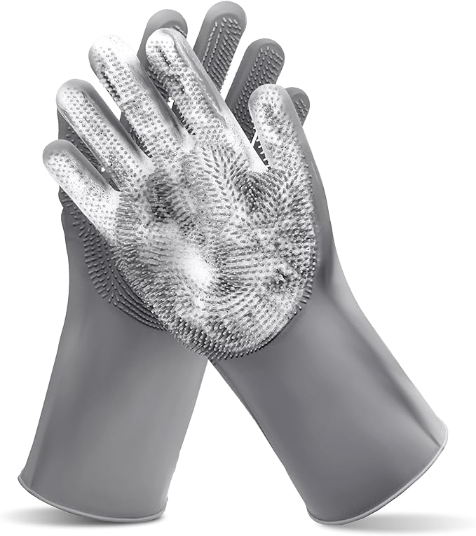 Silicone Dishwashing Cleaning Gloves for Washing Dishes, Kitchen and Bathroom