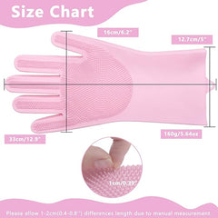 Silicone Dishwashing Cleaning Gloves for Washing Dishes, Kitchen and Bathroom