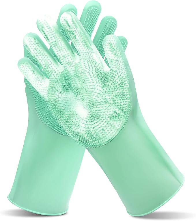 Silicone Dishwashing Cleaning Gloves for Washing Dishes, Kitchen and Bathroom