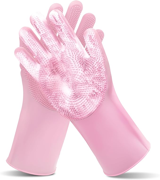 Silicone Dishwashing Cleaning Gloves for Washing Dishes, Kitchen and Bathroom