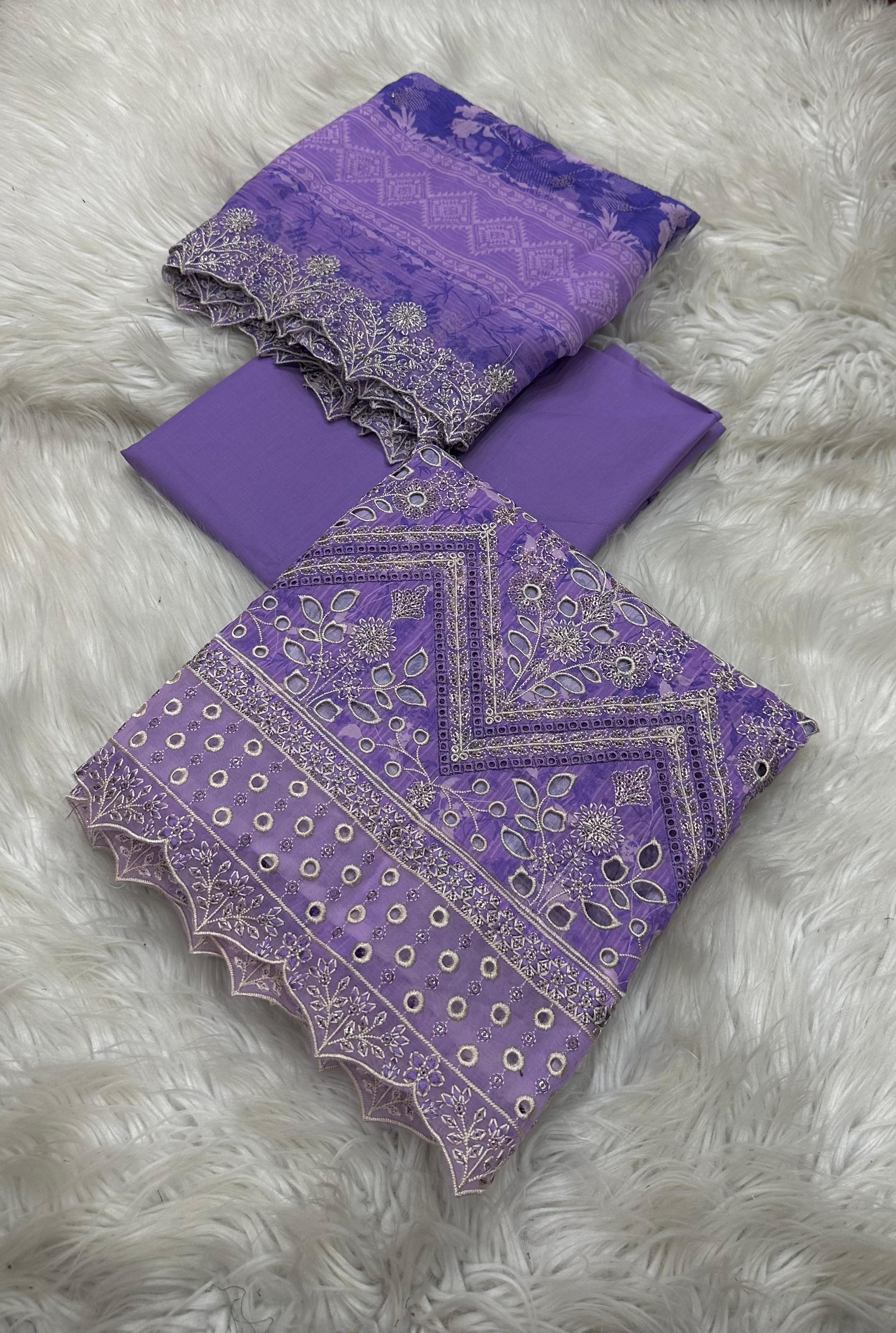 Luxury Emb Lawn 3pc D-05