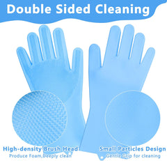 Silicone Dishwashing Cleaning Gloves for Washing Dishes, Kitchen and Bathroom