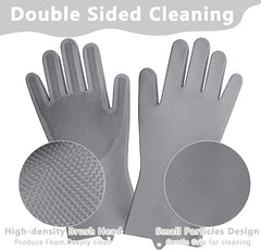 Silicone Dishwashing Cleaning Gloves for Washing Dishes, Kitchen and Bathroom