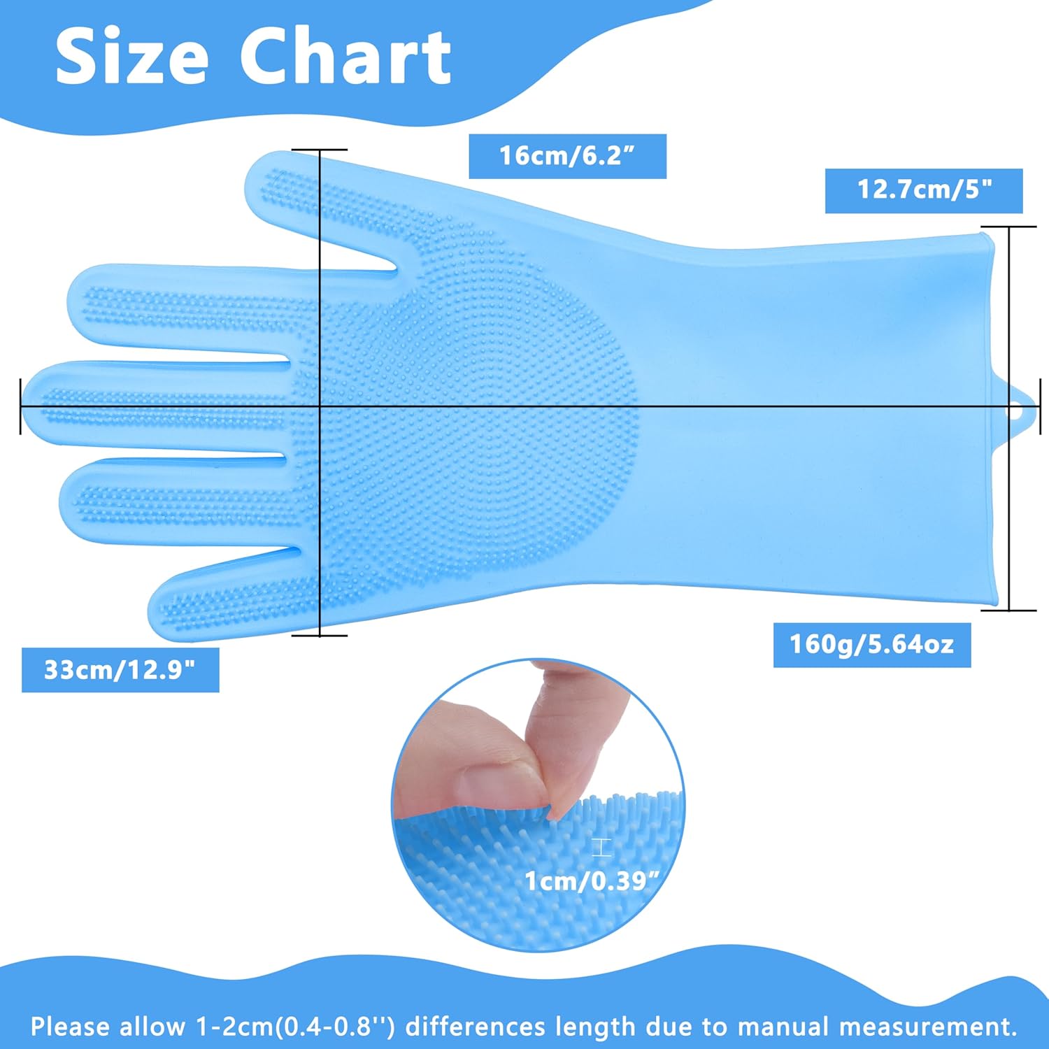 Silicone Dishwashing Cleaning Gloves for Washing Dishes, Kitchen and Bathroom