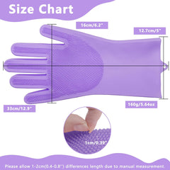 Silicone Dishwashing Cleaning Gloves for Washing Dishes, Kitchen and Bathroom
