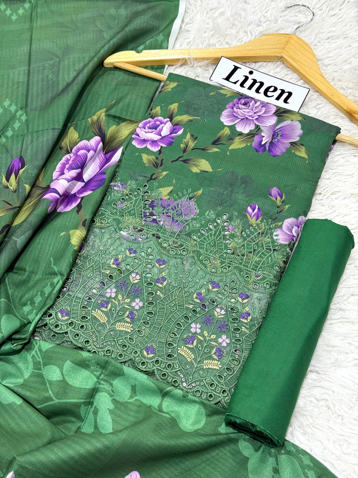 Linen Emb Daman Boring 3pc D-02