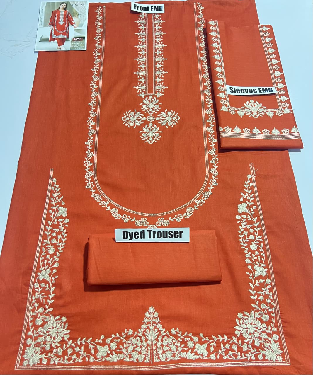 Luxury Lawn Emb 2pc - Rust