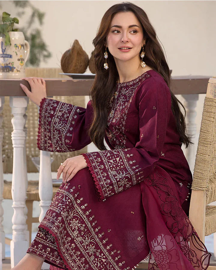 QALAMKAR LAWN UNSTITCHED EMB 3PC