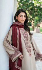 BAROQUE-3PC DHANAK EMBROIDERED