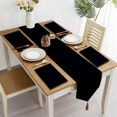 6 Person Clara Velvet Tassels Runner With Mats