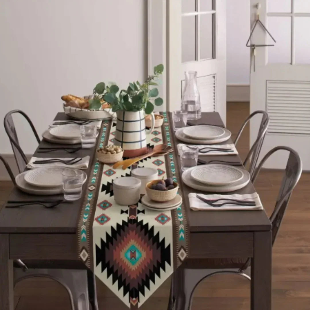 Brown Teal Southwest Table Runner