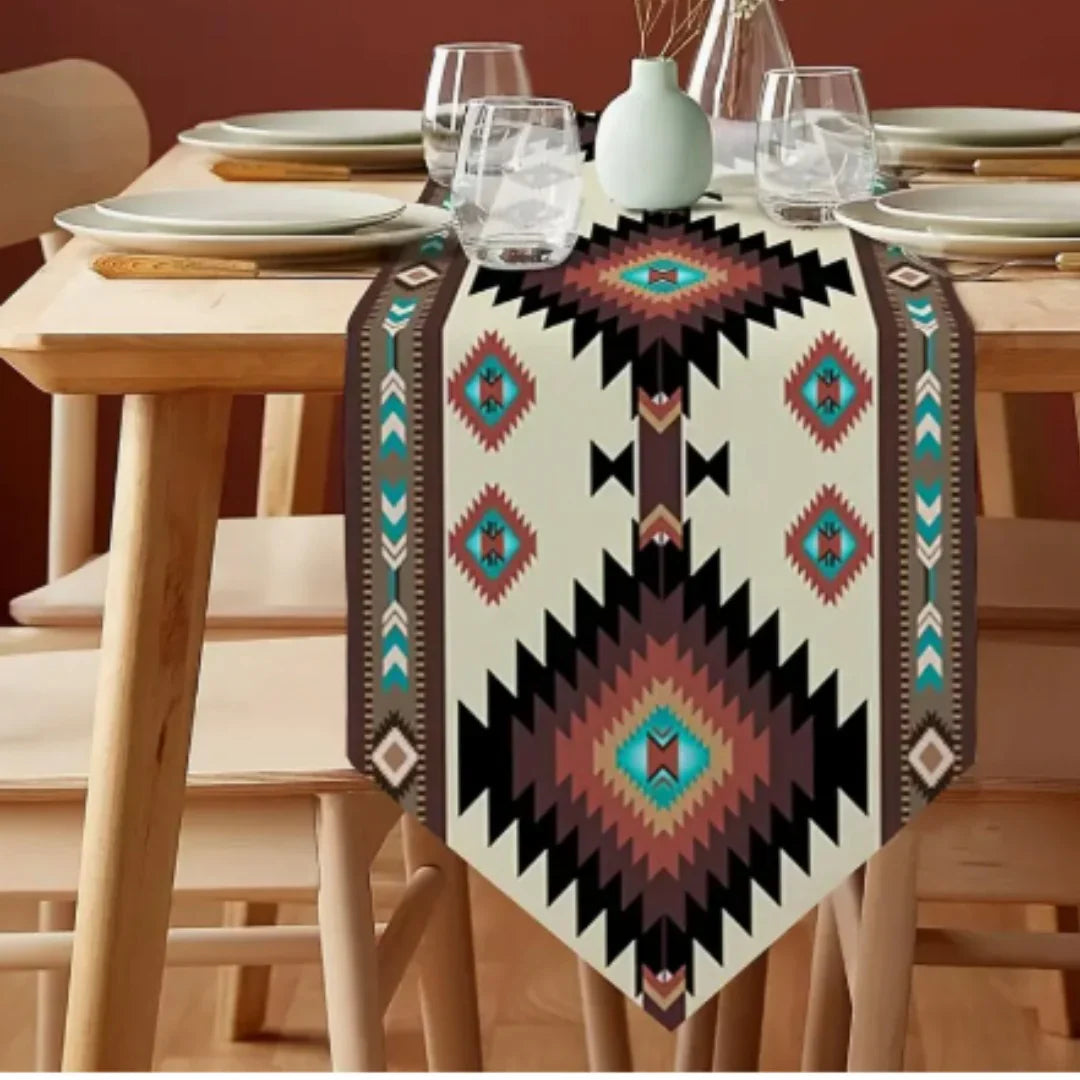Brown Teal Southwest Table Runner