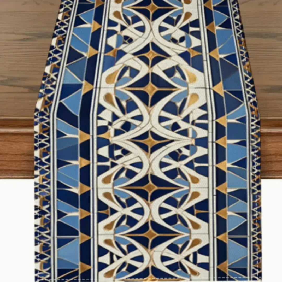 Ceramic Blue Art with Mats Table Runner