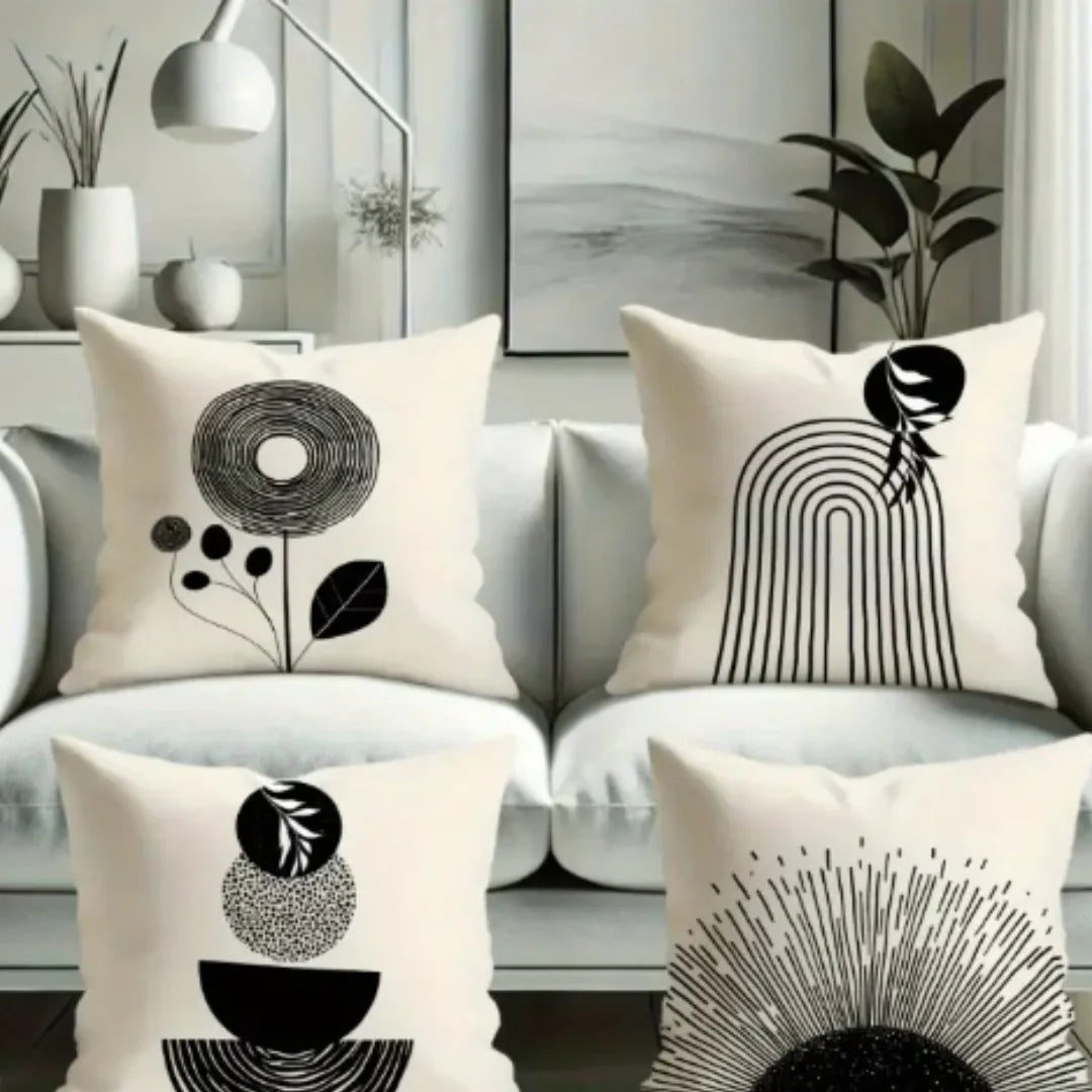 Modern Bohemian Short Pile Throw Pillow Covers Pack Of 4