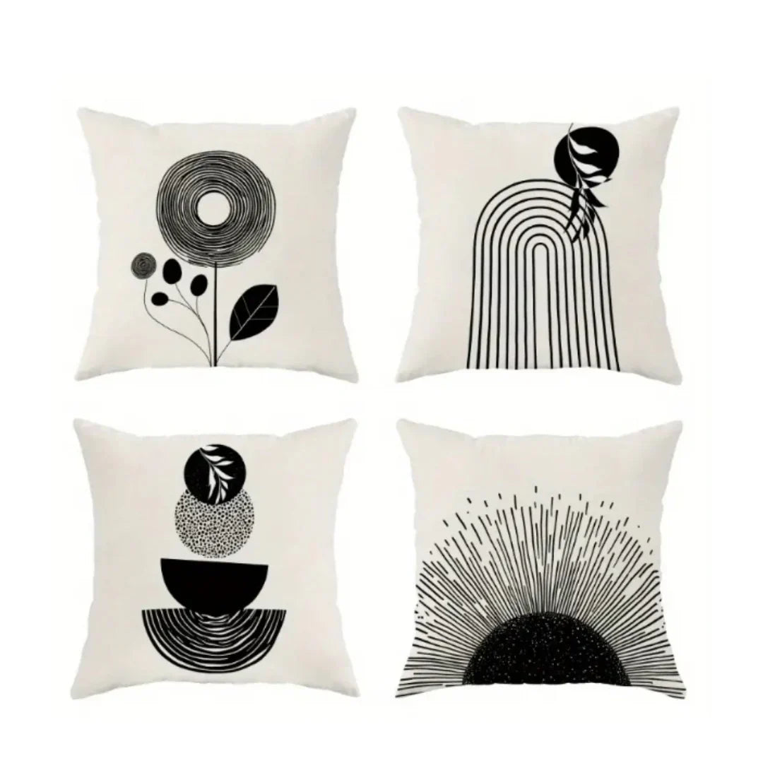 Modern Bohemian Short Pile Throw Pillow Covers Pack Of 4