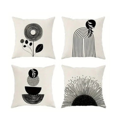 Modern Bohemian Short Pile Throw Pillow Covers Pack Of 4
