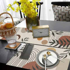 Boho Leaf Brown Sun Table Runner With Mats