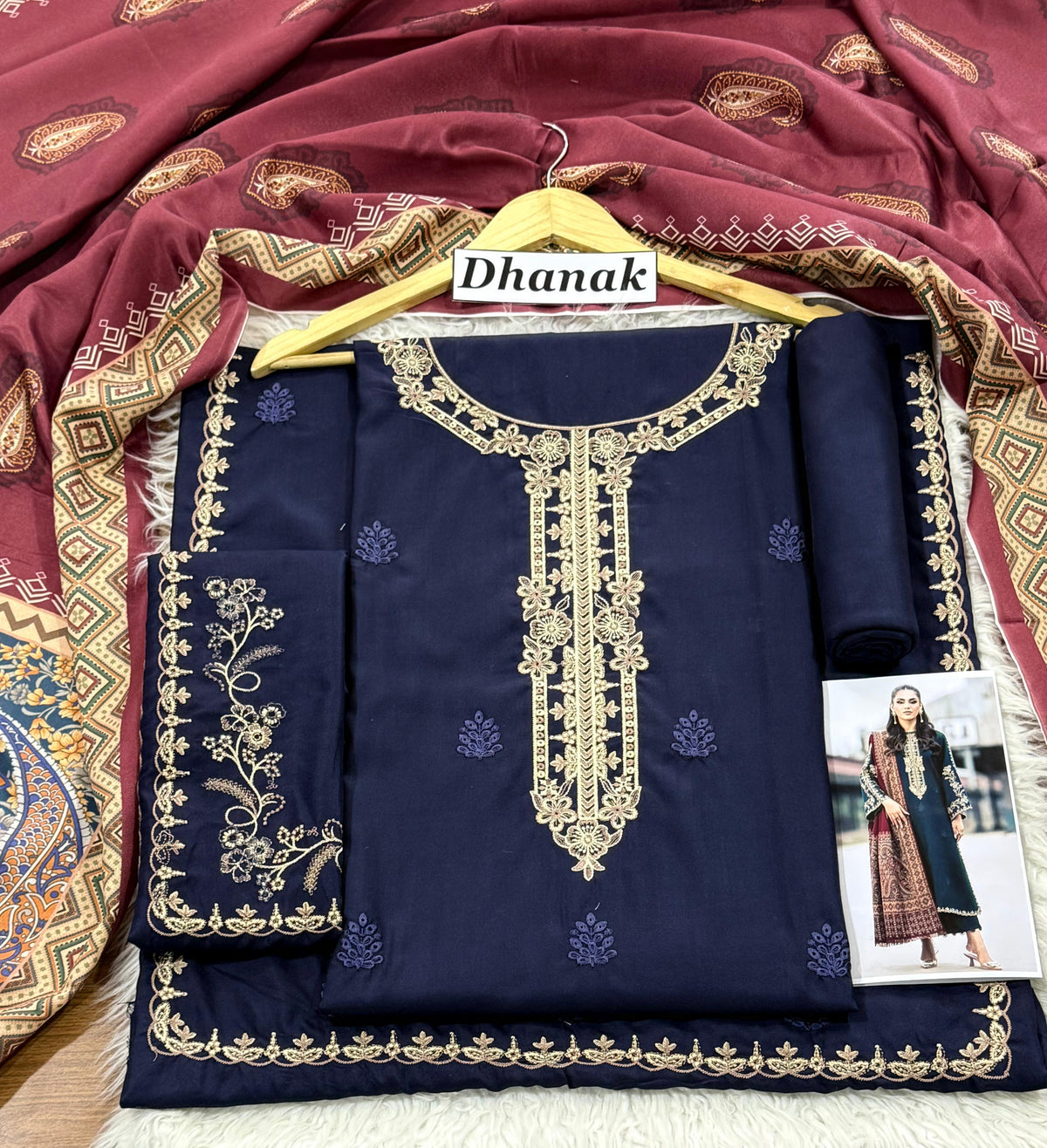 Luxury Dhanak Emb 3Pc D-08