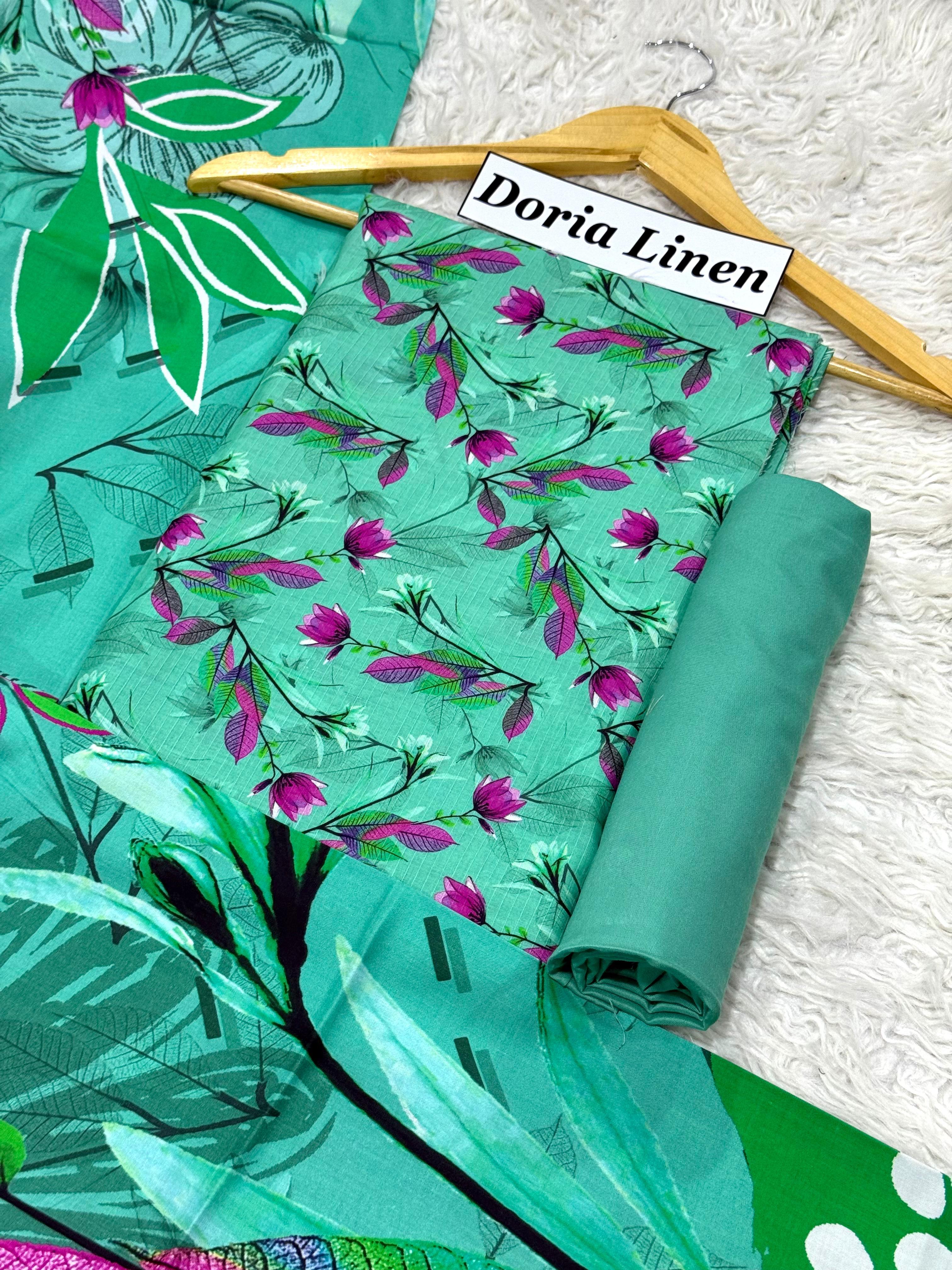 Doria Linen Printed 3pc D-29